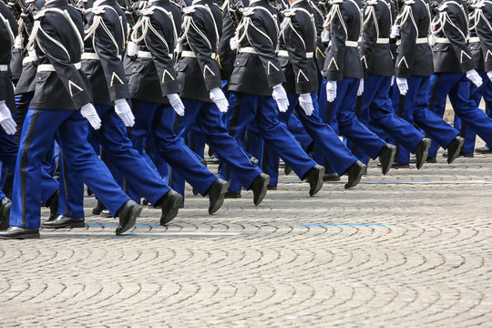 Close-uo of Military parade during the ceremonial