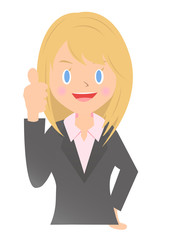 親指を立てる女性会社員