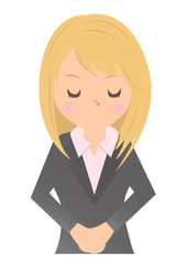 お辞儀をする女性会社員