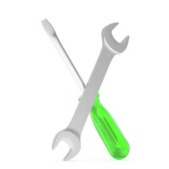 3D Illustration Wrench and screwdriver, service concept