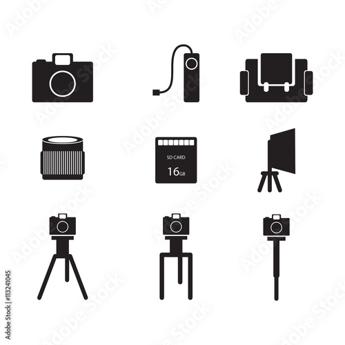 Photography Icon Camera Lens Tripod Monopod Sd Card Bag Photography Icon Camera Lens Tripod Monopod Sd Card Bag