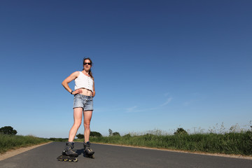 Rollerblading woman