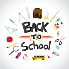 Back to school design with stationery. Vector illustration