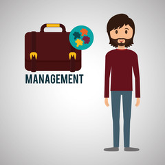 Management design. Person icon. Isolated illustration