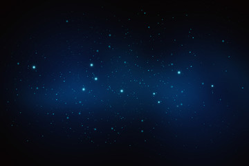 abstract background with stars and Milky Way in blue color tone