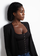 beauty black woman in a jacket