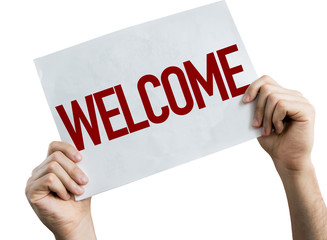 Welcome placard isolated on white background