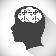Think design. Head icon. Flat illustration