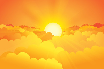 Fototapeta na wymiar Sunset sky and clouds background. Vector illustration