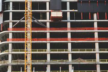 Construction site, building framework outside view