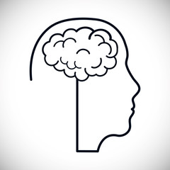 Think design. Head icon. Flat illustration