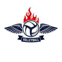 Volleyball tournament emblem template. Design elements for logo,