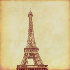 Fototapeta na wymiar View of Eiffel Tower.Old style photo.