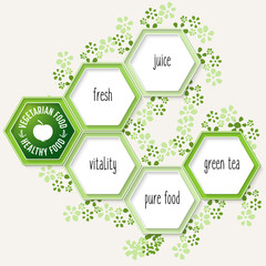 Vector hexagons for your text and icon with the words vegetarian