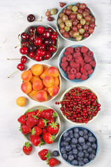 Various fruits in bowls