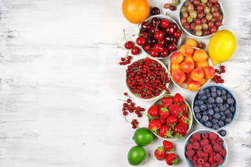 Various fruits in bowls