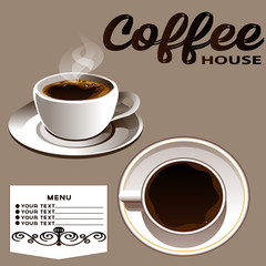 Доска меню, дом кофе, кофейное меню, чашка кофе