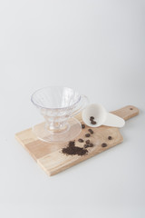 Set of slow coffee drip, selective focus