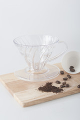 Set of slow coffee drip, selective focus