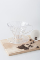 Set of slow coffee drip, selective focus