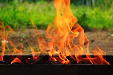 Fire on barbecue grill