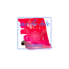 Invitation card for wedding with watercolor heart