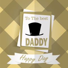 Father´s day Illustration, top hat  over cards in texture backd