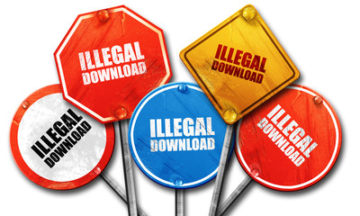 illlegal download, 3D rendering, rough street sign collection