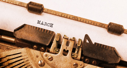 Old typewriter - March - obrazy, fototapety, plakaty