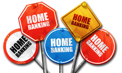 home banking, 3D rendering, rough street sign collection