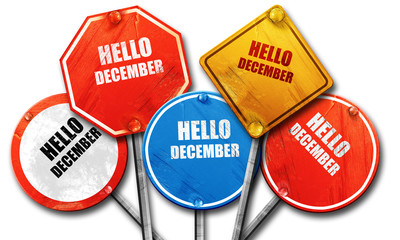hello december, 3D rendering, rough street sign collection