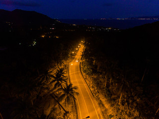 Night view jungle way in Koh Phangan Thailand