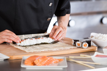 Chef preparing sushi