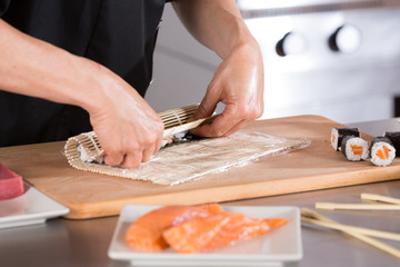 Chef preparing sushi