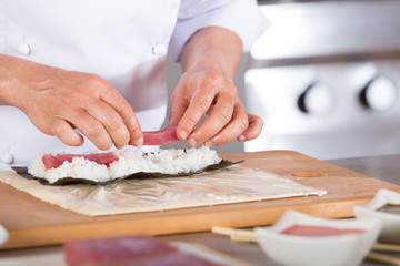 Chef preparing sushi