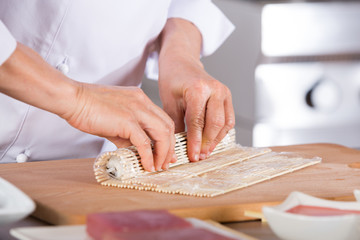 Chef preparing sushi