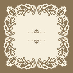 Vintage gold sticker, ornamental square frame