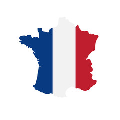 Obraz premium vector illustration of tricolor flag France on the map