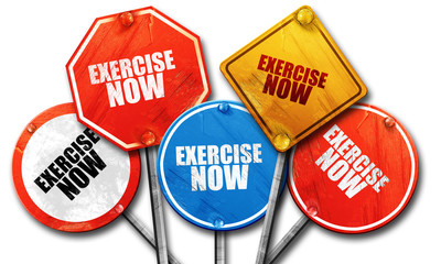 exercise now, 3D rendering, rough street sign collection