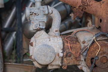 Old engine motorcycles with rust. close up