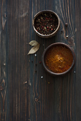Clay bowls with mixed peppers