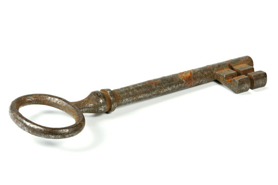 antique key isolated on white background