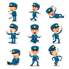 Cartoon policeman character poses