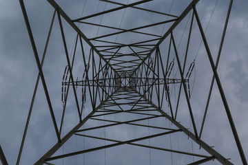 electrical tower on clouds background