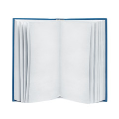 Open blank book on white, isolated