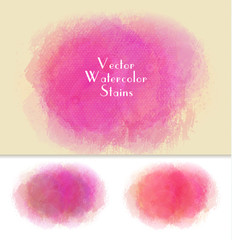 Set of vector watercolor spot. Watercolor background. Colorful abstract texture. Bright watercolor stain. Vector art banner. Pink colors