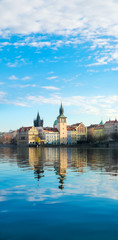 Fototapeta na wymiar Historical buildings in Prague from across the river