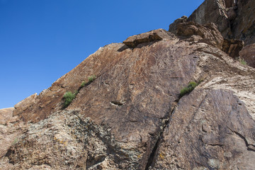 Buddha carved in a rock in Tamgaly Tas - An Unesco World Heritage Site in Kazakhstan - Central Asia