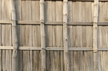 Texture of the bamboo wall.