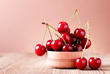 Ripe cherries on the table